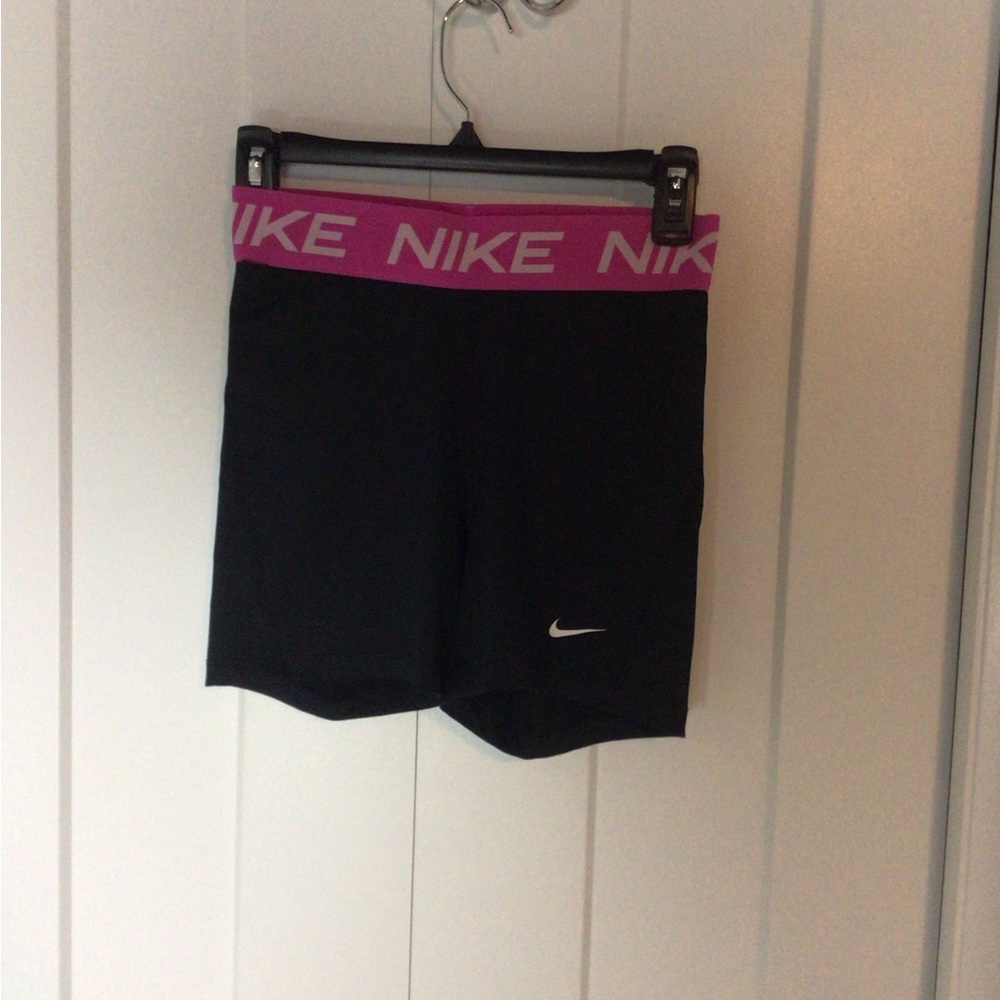Nike Women's Athletic Shorts Black with Pink Waistband